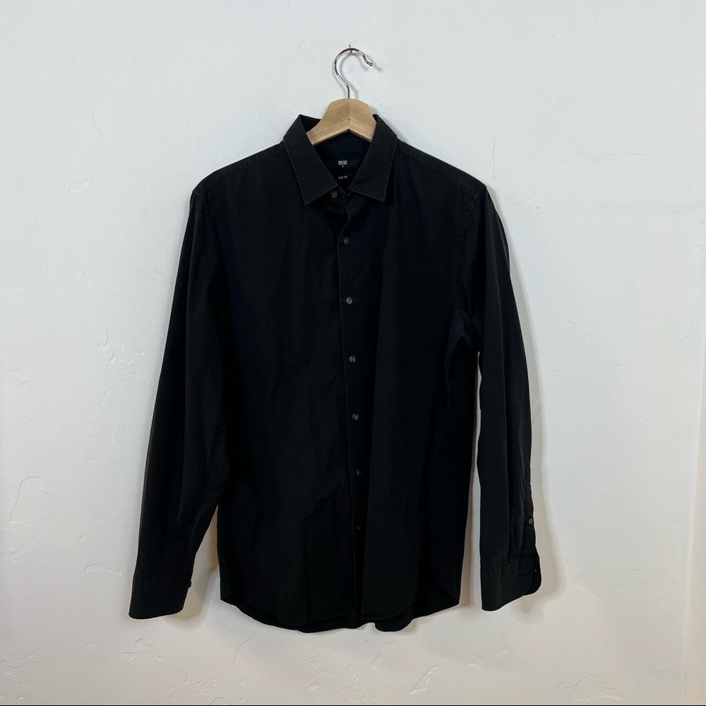 Uniqlo black easy care stretch slim-fit dress shirt - Picture 7 of 8